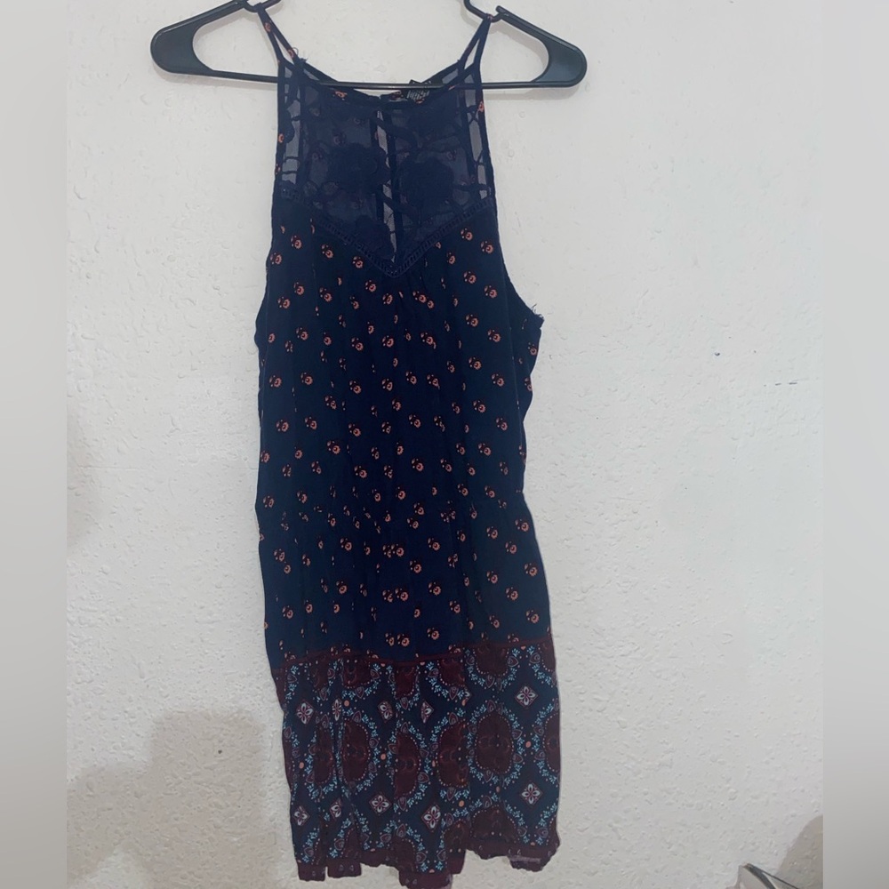 Rue21 Navy and Burgundy Romper